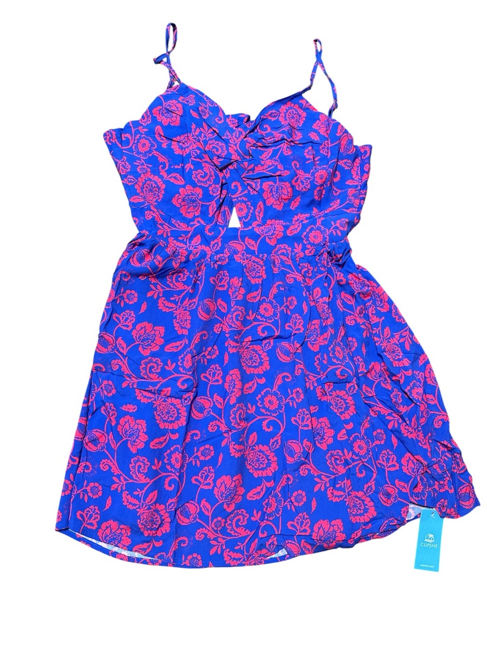 Cupshe Blue & Red Floral Sundress M NWT
